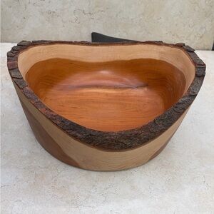 2009 Hand Carved Cherry Live Edge Oval Bowl Artist Signed